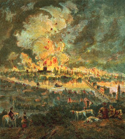 Großes Feuer von London (1666) von English School